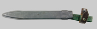 Thumbnail image of Bulgarian AK47 bayonet scabbard with vinyl belt hanger.