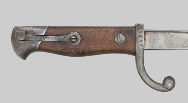 Image of German ersatz alteration of the Belgian M1882 bayonet for use with the Gewehr 98 (Carter EB 90).