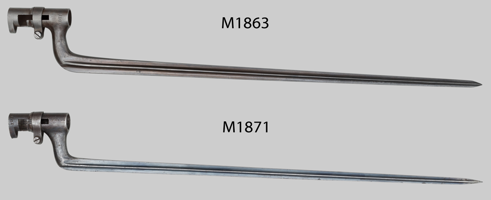 Image of Swiss M1863 vs. M1871 Socket Bayonet Comparison.