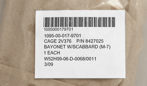 Images of Ontario Knife Co. 2006 Contract M7 Bayonet/M10 Scabbard Combo in Original Packaging.