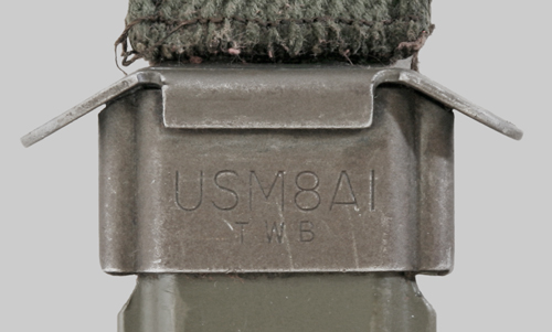 Image of TWB manufacturer symbol on M8A1 Scabbard.