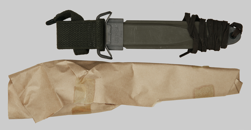 Image of Open Carton Containing Repackaged M7 Bayonet/M8A1 Scabbard.