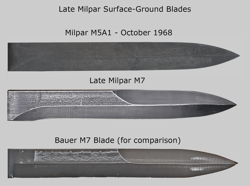 Image showing conventional surface-ground Milpar blades vs. Bauer M7 surface-ground blade.